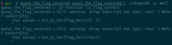 gcc output with -Wall flag