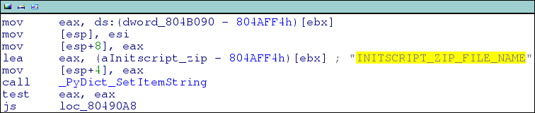 Block diagram with IDA: INITSCRIPT_ZIP_FILE_NAME