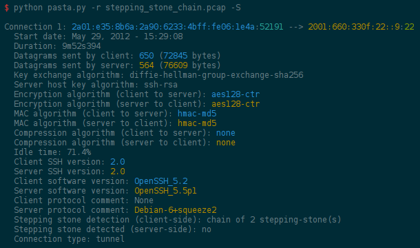 Stepping stone detection with PASTA